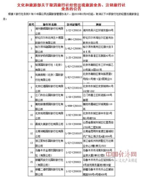 16家旅行社被取消出境旅游業(yè)務(wù) 原因、相關(guān)規(guī)定及詳細(xì)名單